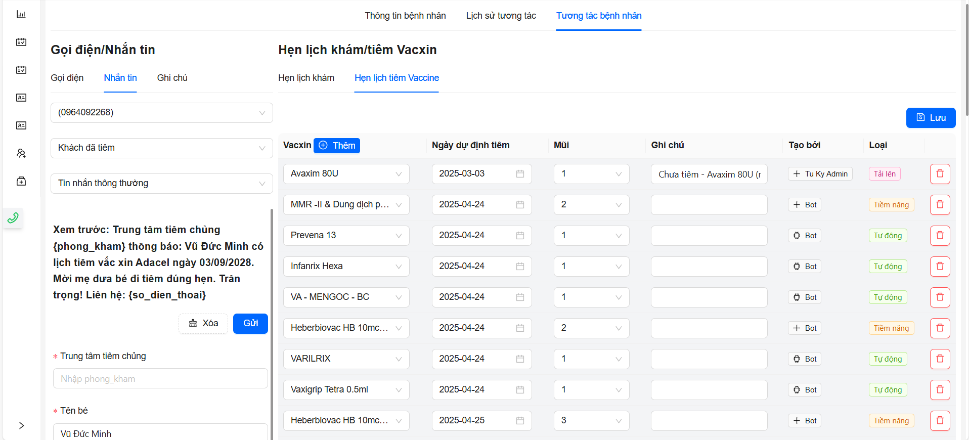 Tương tác với bệnh nhân